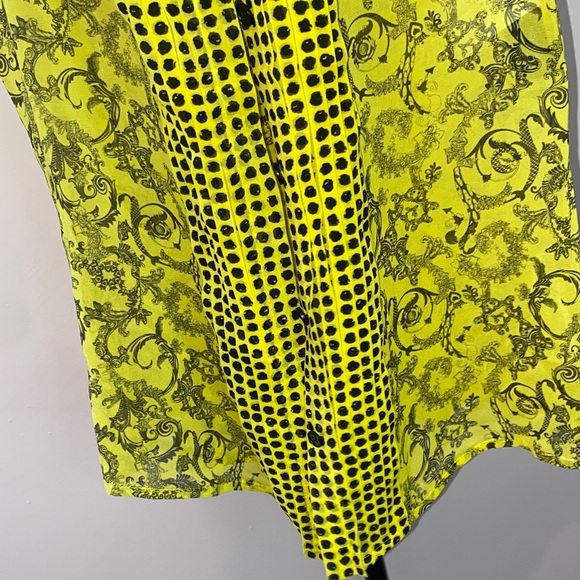 Versace Neon Yellow and Black Patterned Blouse - Picture 6 of 16